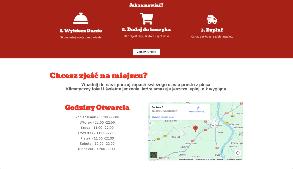 Projekt strony internetowej dla restauracji