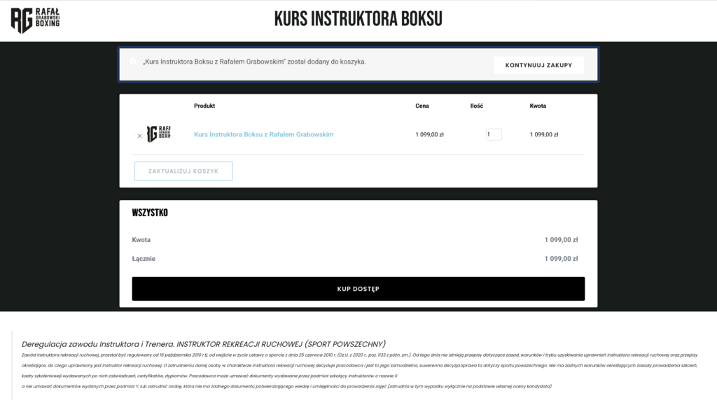 Projekt strony internetowej kursu