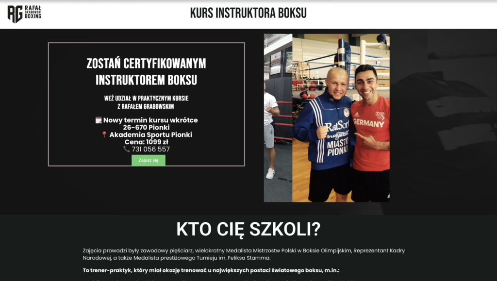 Projekt strony internetowej kursu